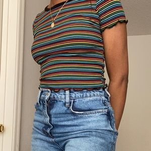 Rainbow frilled crop top🌈